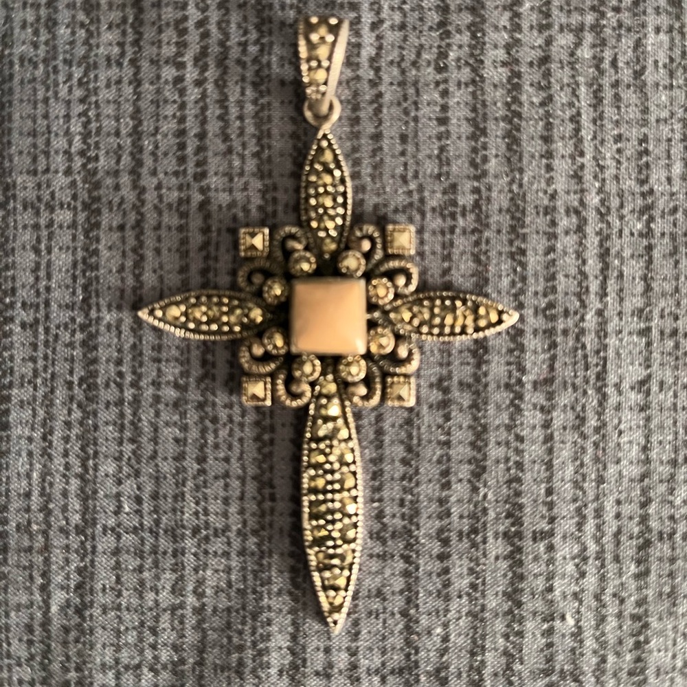Vintage Marcasite Cross Pendant